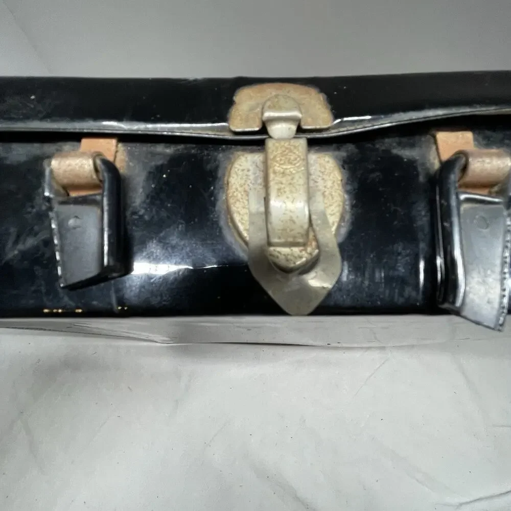 Original Vtg 1962 Barbie Doll Black Vinyl Wardrobe Carry Case Enchanted Evening